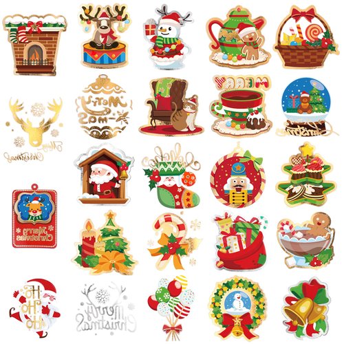 Konsait 48PCS Christmas Glitter Temporary Tattoos for Kids,Santa Claus Snowman Reindeer Waterproof Holiday Tattoos Stickers for Girls Boys Christmas Stocking Filler Stuffers,Xmas Party Supplies Favors