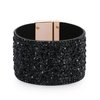 Long tiantian Black Bracelets for Woman Black Jewelry Bohemian Bangle Leather Bracelet for Women Wide Edge Bracelet Rhinestone Wide Bracelet for Teen Girls Leather Wrap Cuff Bracelet(black)