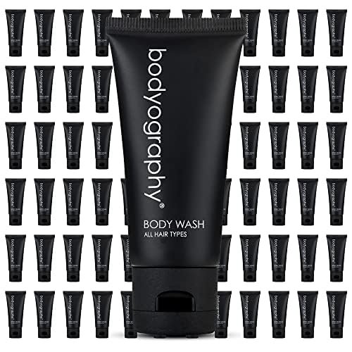 Bodyography - Body Wash | 1.4oz | Lavender Peppermint, Mini Travel Size Toiletries (100% Recyclable Tube with Flip Top Cap) Hotel Amenities, Suitable for All Skin Types