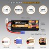 Nihewo 2Packs 2S Lipo Battery Pack, 7.4V 7500mAh RC Battery 100C Hard Case Lipos EC5 Connector Compatible with Arrma Axial 1/8 1/10 RC Car Truck Truggy Vehicles Tank Boat Airplane Models