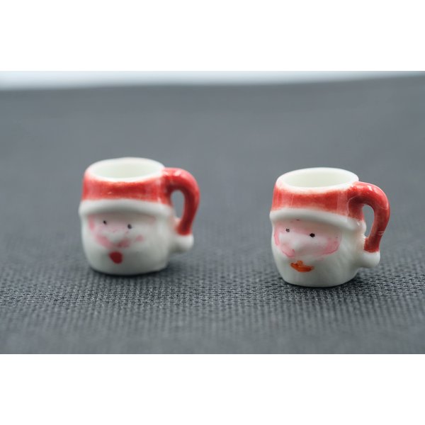 Christmas Santa Coffee Mugs Set of 2 Dollhouse Miniature Kitchen Perfect Ceramic Coffee Mugs