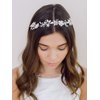 SWEETV Sliver Flower-Leaf Bridal Headpieces for Wedding Headband Bride Hair Pieces Crystal Flower Girl Hair Accessories