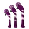 Scott Edward Stripes Style Knitted Golf Club Head Covers Set of 3, fit for Driver Wood(460cc), Fairway Wood, Hybrid(UT), for Men/Women Golfers, Individualized Looking and Washable (Purple)