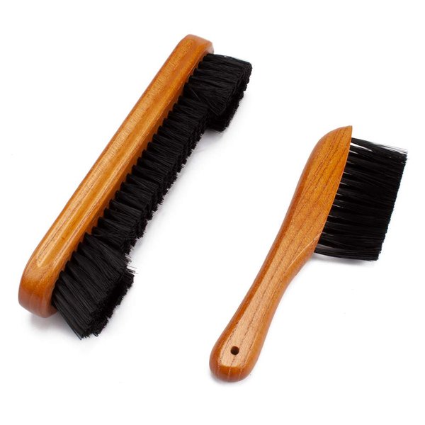 GSE Games & Sports Expert 2-Piece Solid Wood Billiard Pool Table Brush and Rail Brush Set, Billiards Pool Table Cleaning Tools, Billiard Pool Table Accessories (Oak)