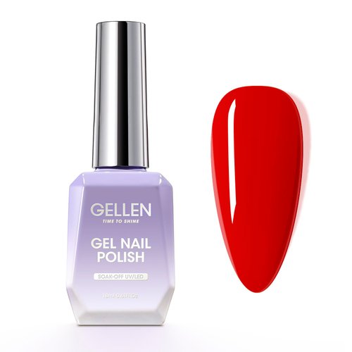 Gellen Red Gel Nail Polish, 18ml Shimmer Red Gel Polish Gel Soak off LED Nail Art Professional Manicure Gel Polish Colors Home Salon DIY Valentines Gifts for Her
