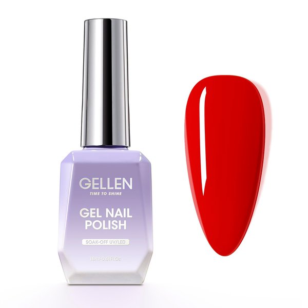 Gellen Red Gel Nail Polish, 18ml Shimmer Red Gel Polish Gel Soak off LED Nail Art Professional Manicure Gel Polish Colors Home Salon DIY Valentines Gifts for Her