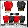 Justforjoyful 48PCS Boxing Birthday Party Supplies Red Black Boxer Gloves Plates Wrestling Tableware Set Boxing Disposable Dinner Dessert Dinnerware for Men Kid Adult Sports Birthday Party Decorations