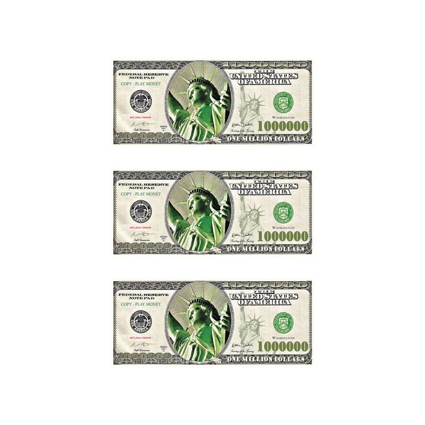 Play Copy Money for Kids 20 Pieces One Million Dollar Bills 2-Sided Full Print Fake Money That Looks Real, Props for Movies Plays, and Music Videos - Educational Learning Play Money for Kids