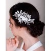 Chargances Bridal Flower Rhinestone Hair Comb Wedding Pearl Leaf Hair Side Comb Fashion Crystal Handmade Hair Accessories for Women and Girls (Rose Gold)