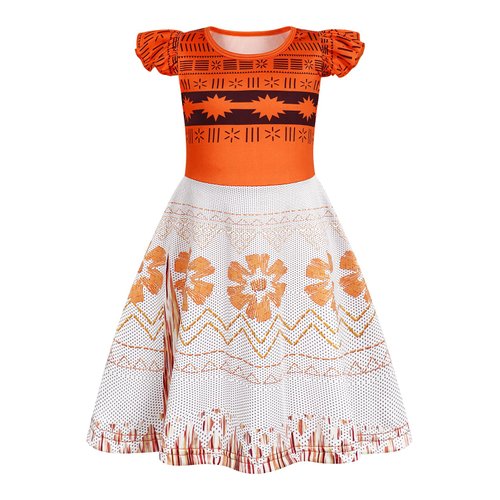 Sukyfecde Princess Dress up for Girls Cosplay Costume Dresses Toddler Kids Birthday Outfits Halloween Role Play Clothes Size 7-8 Orange
