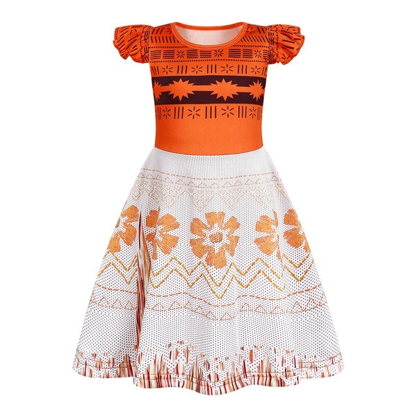 Sukyfecde Princess Dress up for Girls Cosplay Costume Dresses Toddler Kids Birthday Outfits Halloween Role Play Clothes Size 7-8 Orange