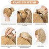 SARLA Short Ponytail Extension Claw Clip in 13 Inch Fluffy Synthetic Curly Wavy Pony Tail Hairpiece for Women Dirty Blonde