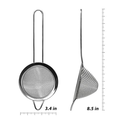 Makerstep 304 Stainless Steel Fine Mesh Strainers for Kitchen. Food Strainer Tea Strainer Coffee Strainer with Long Handle. 3.3 Inch