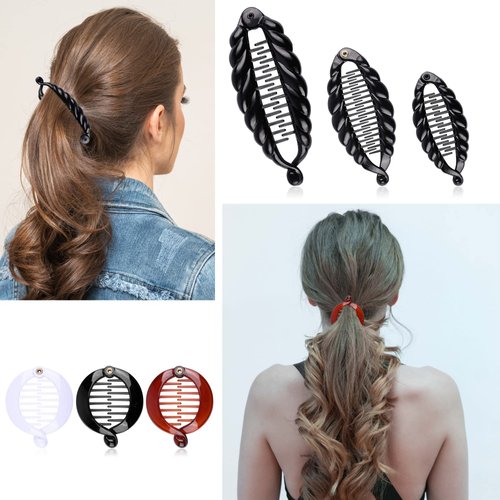 Aethland 11PCS Banana Clips Classic Clincher Combs Fishtail Hair Clip Pearl Hair Clip Ponytail Holder for Thick Fine Hair Interlocking Hair Styling Accessories for Women and Girls