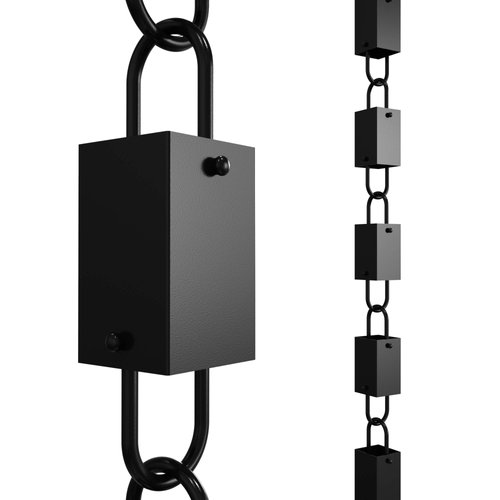 Rain Chains Direct - Square Link Rain Chain - 8.5 FT - Durable Black Powder-Coated Aluminum - Pre...