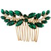 BETITETO Bridal Hair Comb Emerald Green Crystal Wedding Hair Piece Pin Accessories for Women Girls Party (Green)