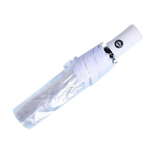 AIXICWXI Full Automatic Folding Transparent Auto Open Close Umbrella Travel Umbrella Tri-fold Clear Rain Umbrella With Frosted Handle Clear Folding Umbrella Windproof (White)