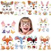 HOWAF 10 Sheets Kids Animal Face Tattoo for Birthday Party Favors, Water Transfer Butterfly Deer Bunny Leopard Squirrel Face Painting Temporary Tattoos for Boys Girls Festive Makeup Halloween Party