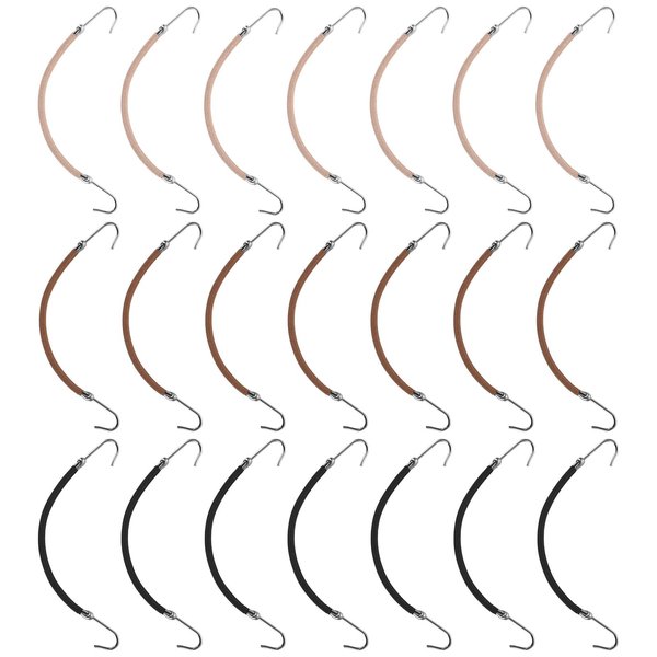 COMNICO Elastic Hook Hair Tie, 21pcs Ponytail Holder Hooks Hair Clips Cord Styling Elastic Band with Hook for Women Girls Thick Curly Hair Long Hair Styling Black Apricot Coffee