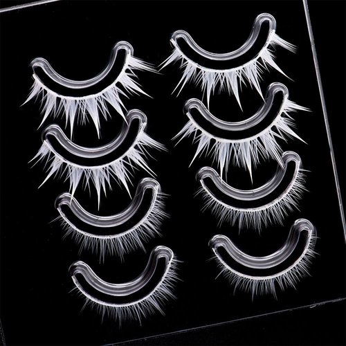 White Eyelashes Halloween Cosplay Lashes Manga Lashes Little Devil Anime White Lashes Upper Bottom Eye Lashes Set Natural Costume Party Stage Performance White False Eyelashes (WQ14-4 Pairs)