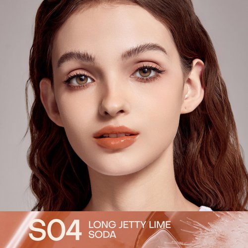 Mistine Lipstick Thai Latte Sheer Aqua Rouge Flowing Plumping Lipstick for Women Non-sticky Hydrating Lipstick Creamy Finish S04 Long Jetty Lime Soda 3.5g 1 Count