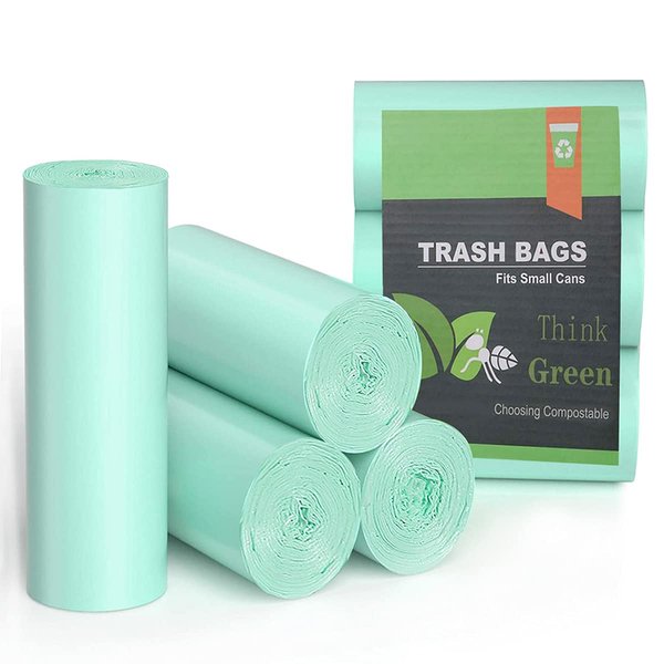 75 Counts AYOTEE Mini Garbage Bags, 1.2 Gallon Small Compostable Trash Bags, Small Garbage Bags for home, Fit 4.5 or 5 Liter Bathroom Wastebasket Can Liners(Green)