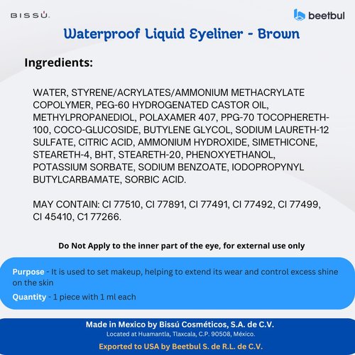 Bissú Waterproof Liquid Eyeliner - 1ml each (02 Brown)