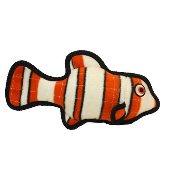 TUFFY - World's Tuffest Soft Dog Toy - Ocean Fish Orange- Squeakers - Multiple Layers. Made Durable, Strong & Tough. Interactive Play (Tug, Toss & Fetch).Machine Washable & Floats