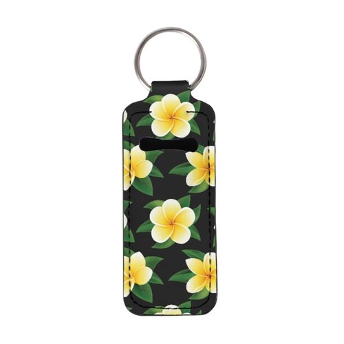 Bulopur Plumeria Flowers Chapstick Holder Keychain Pouch Storage for Women Girls Lipstick, Chapstick, Lip Balm, Lip Gloss