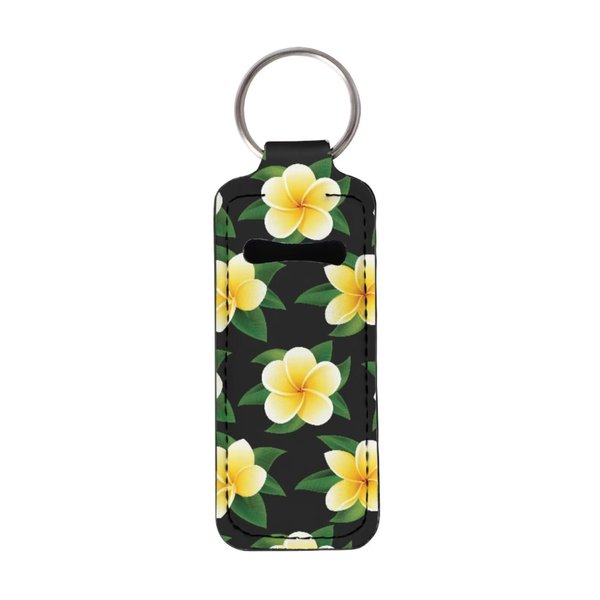 Bulopur Plumeria Flowers Chapstick Holder Keychain Pouch Storage for Women Girls Lipstick, Chapstick, Lip Balm, Lip Gloss