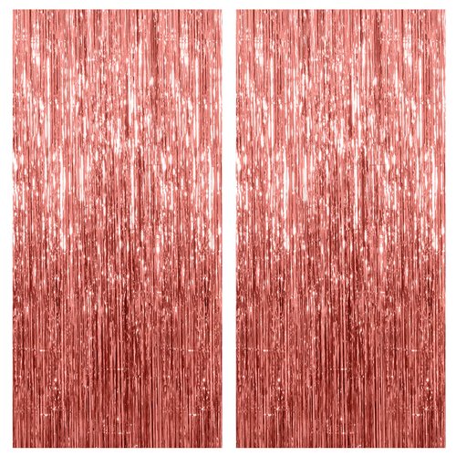 2 Pack Rose Gold Backdrop Birthday Decorations Foil Curtain Backdrop Bachelorette Party Decorations Rose Gold Party Decor Party Streamers Groovy Birthday Decorations Party Backdrop