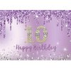 INRUI Purple Happy 10th Birthday Photography Background Girls Sweet Ten Years Old Birthday Party Decorations Backdrop 7x5FT