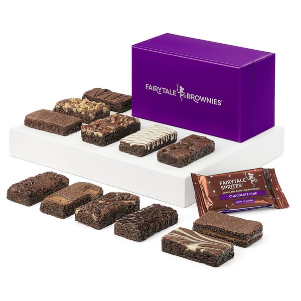 Fairytale Brownies Sprite Dozen Individually Wrapped Gourmet Chocolate Food Gift Basket - 3 Inch x 1.5 Inch Snack-Size Brownies - 12 Pieces - Item HF212