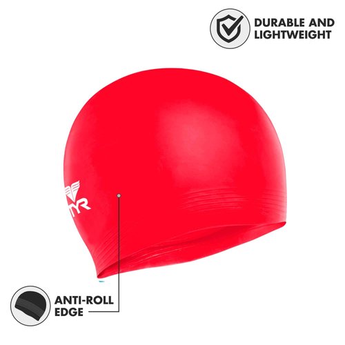 TYR Latex Swim Cap, Red