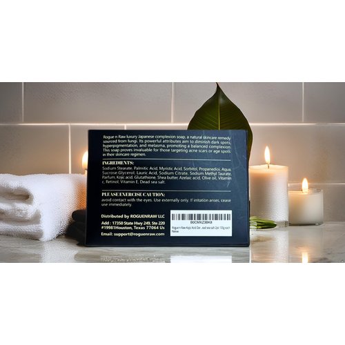 Rogue N Raw Turmeric Kojic Acid Soap Bars Retinol, Collagen, Vitamin C, Glycerin, Castor Oil for skin beauty, reduce dark spots, smooth skin, Premium Japanese Formulated | 2-Bars, 100G each