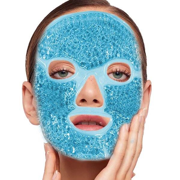 BKPPLZP Cold Face Eye Mask Ice Pack for Dark Circles,Puffiness,Face SPA,Headaches,Pressure,Cooling Face Masks for Women Sleeping,Migraines Relief,Skin Care Gel Beads Hot Cold Use Ice Facial Mask