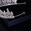 Kamirola Silver Baroque Big Wedding Crown Bridal Headpiece Water Drop Rhinestone Crystal Diadem Queen Crown Princess Tiaras Hair Jewelry For Womens