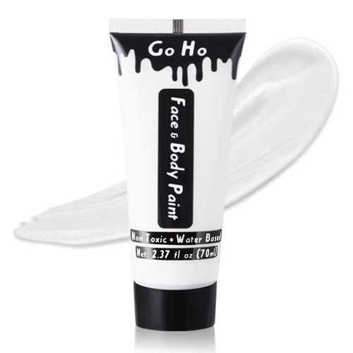 Go Ho Professional Cream White Face Paint Washable(2.37oz),Water Based White Body Paint Makeup,White Makeup for Halloween Cosplay SFX Goth Vampire Zombie Clown Makeup