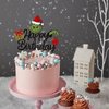 1 PCS Christmas Happy Birthday Cake Topper Assembled Glitter Santa Hat Gifts Light Green Christmas Cake Pick Decoration for Merry Christmas Baby Shower Kids Birthday Party Decorations Supplies