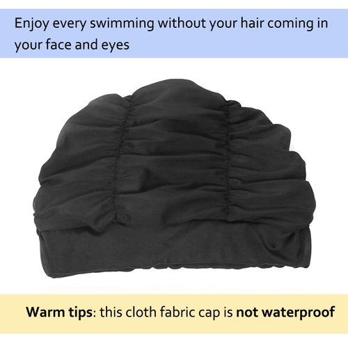 Honbay Pleated Swimming Cap Long Hair Swim Cap Bathing Cap, Non-Waterproof - for Head Circumference Below 58cm/22.8inch