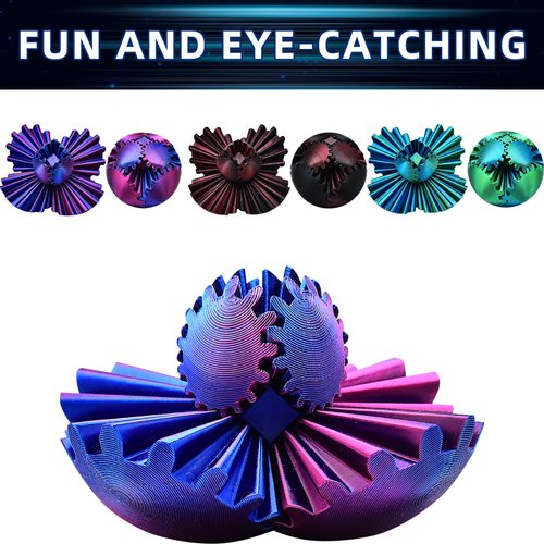 MEIEST 3 PCS Mini 3D Printed Gear Ball,Funny Spin Ball Cube Fidget Toy,Activity Gear Sphere Fidget Spinner Hand Toy,Executive Desk Toys,Creative Gift