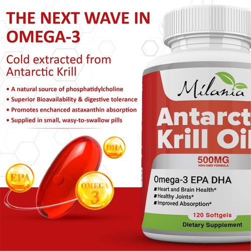 Antarctic Krill Oil - 120 Softgels - Omega-3 EPA, DHA, with Astaxanthin - Sourced from Red Krill - Maximum Strength - 500mg