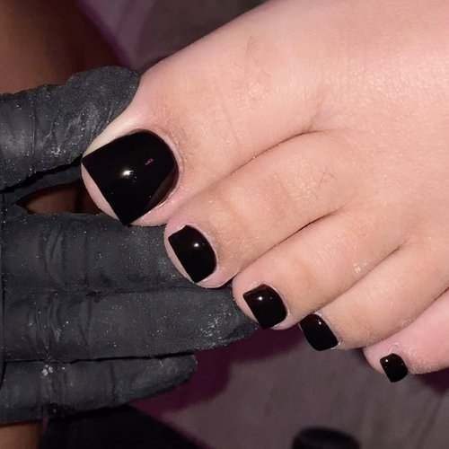 Bellelfin Black Press on Toenails 120pcs Short Square Fake Toenails Full Cover Glossy Acrylic False Toe Nails Tips with 5 Sheets Adhesive Glue Tabs for Women and Girls Foot Decor