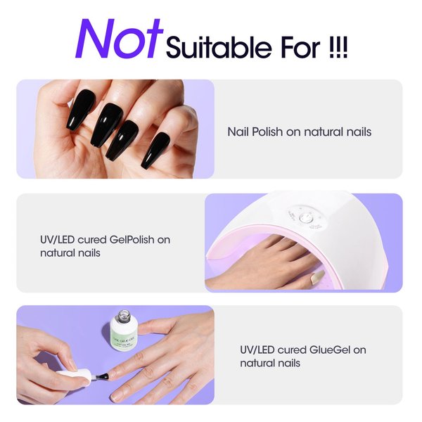 Gellen Nail Glue Remover for Press On Nails, 60ml Nail Glue Remover for Solid Nail Glue Gel on Fake Nail Tips Acrylic Nail, Can't Remove Gel-base Glue or Gel Nail Polish