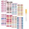 SIUSIO 112pcs 8 Sheets Full Nail Wraps Stick on Gel Nail Polish Strips Stickers Elegant Gradient Glitter Nail Adhesive DIY Nail Art Sticker with 1PCS Crystal Glass Nail Files for Women Girls