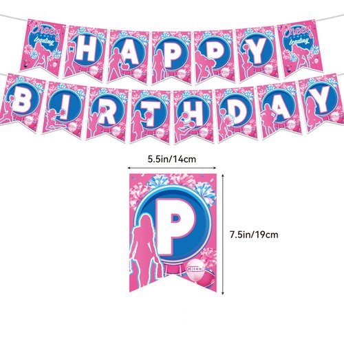 Cheerleading Birthday Party Decorations Cheerleader Birthday Party Supplies Includes Cheerleading Birthday Banner Cake Cupcake Toppers Balloons for Cheerleading Birthday Party, Gymnastics Party