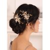 Kercisbeauty Gold Hair Comb Set for Women Wedding Bridal Headpiece with Champagne Crystal Pearl Hair Accessories