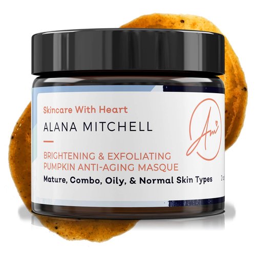 Alana Mitchell Pumpkin Anti Aging Face Mask – Exfoliating Natural Face Masks w/Glycolic & Citric Acid – Facial Mask for Glowing, Refreshed Skin – Gel Face Mask for All Skin Types (0.5 oz)