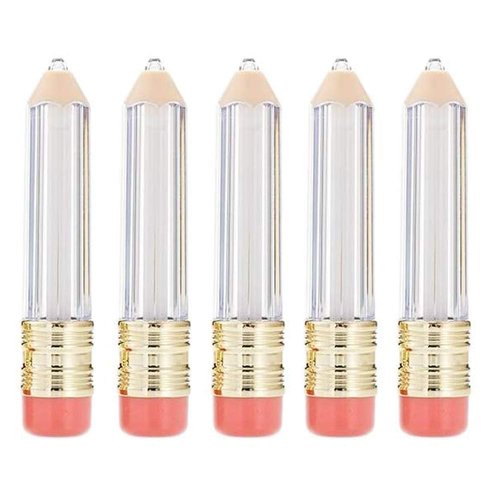 5 Pcs 5ml Empty Lip Gloss Tubes Transparent Pencil Shaped Lip Balm Vials Bottles Containers with Lip Brush for DIY Lipstick Lip Gloss Samples
