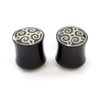 BodyJewelryOnline Unisex Organic Horn Ear Plugs, Tunnel Earrings, Piercing Stretchers, Hypoallergenic Supplies, 0G, Black, Mandala Design